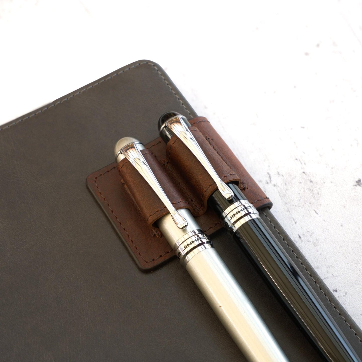 Leather Double Magnetic Pen Clip: Dual Fountain Edition