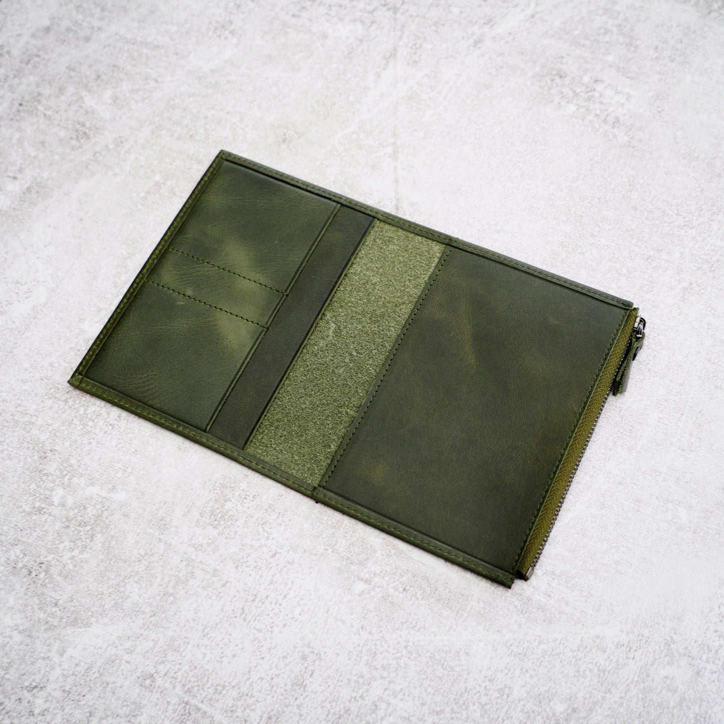 A6 Leather TN Wallet Insert: Low-Profile Zipper & Card Organizer