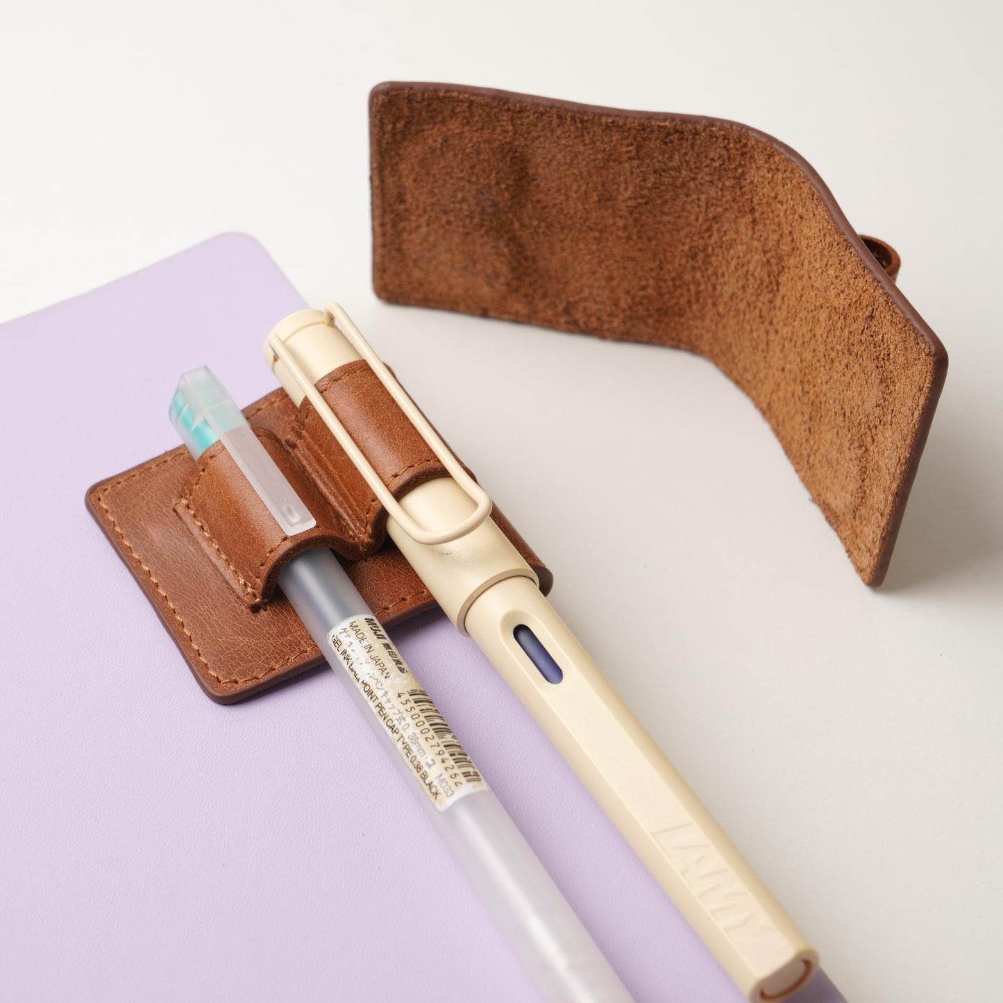Leather Double Magnetic Pen Clip: Slim & Fountain Duo