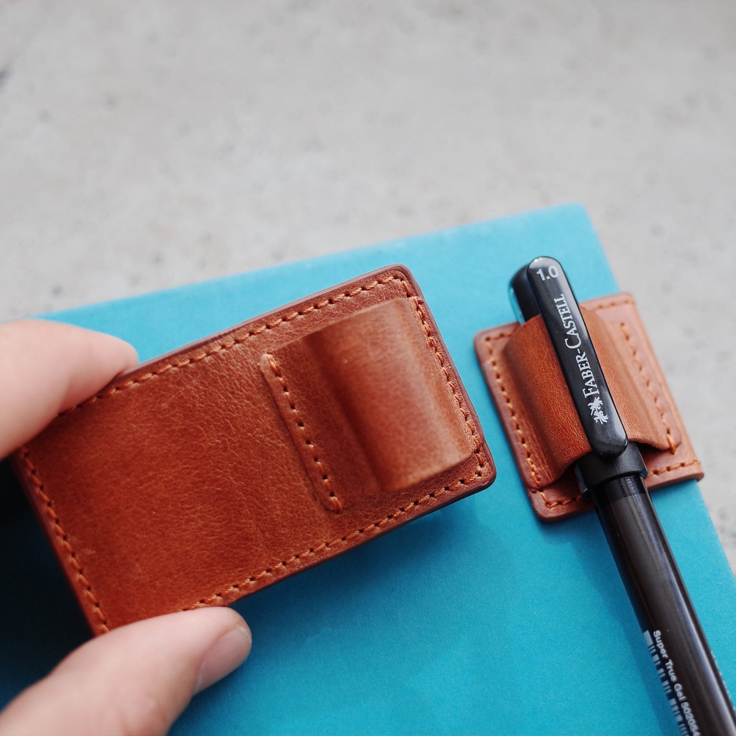 Magnetic Leather Pen Clip: Single-Loop Journal Holder