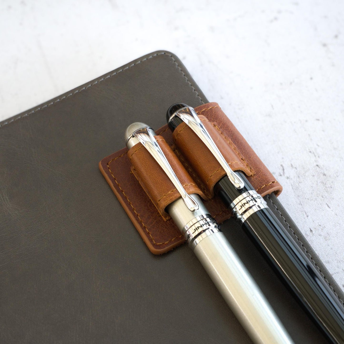 Leather Double Magnetic Pen Clip: Dual Fountain Edition