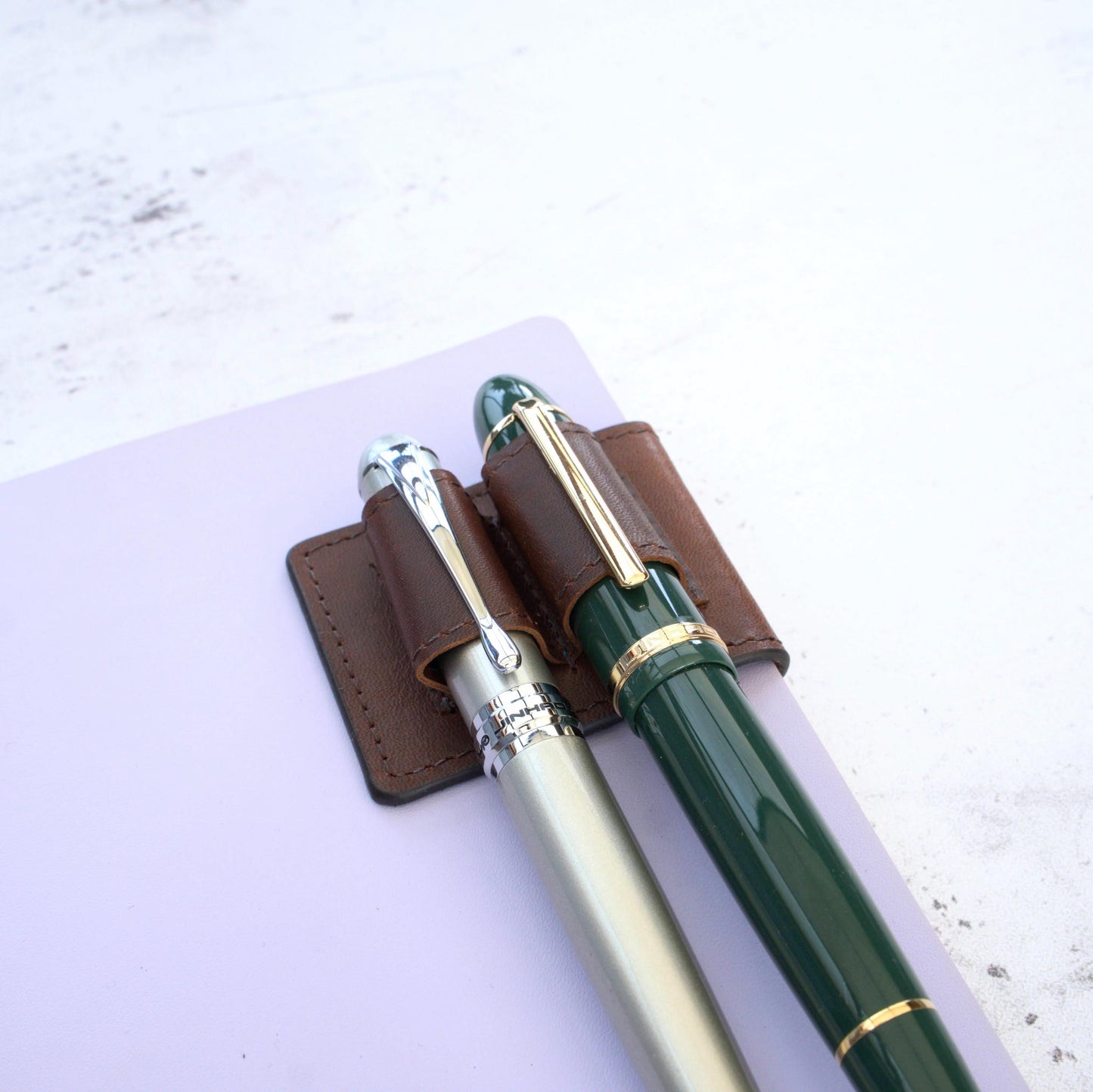 Leather Double Magnetic Pen Clip: Oversized & Fountain Duo