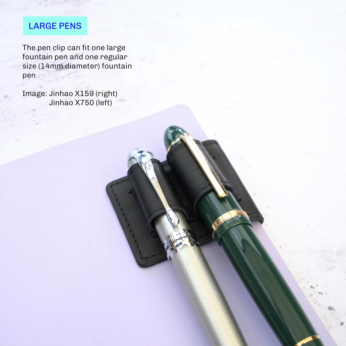 Leather Double Magnetic Pen Clip: Oversized & Fountain Duo