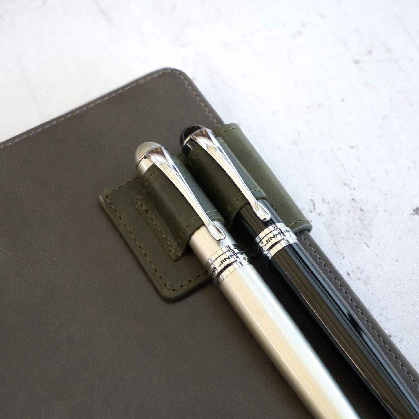 Leather Double Magnetic Pen Clip: Dual Fountain Edition