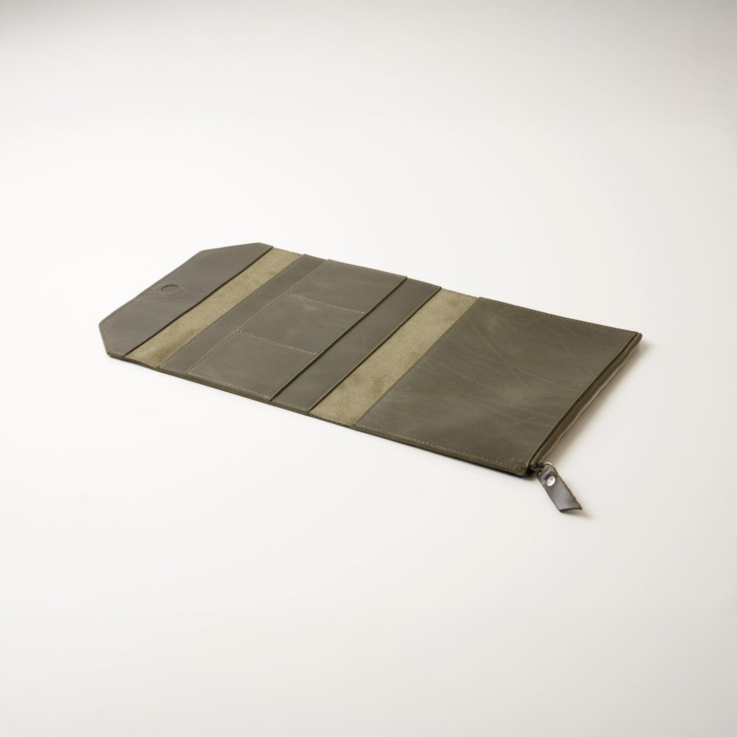 A5 Leather TN Wallet Insert: Magnetic Flap & Zipper Organizer