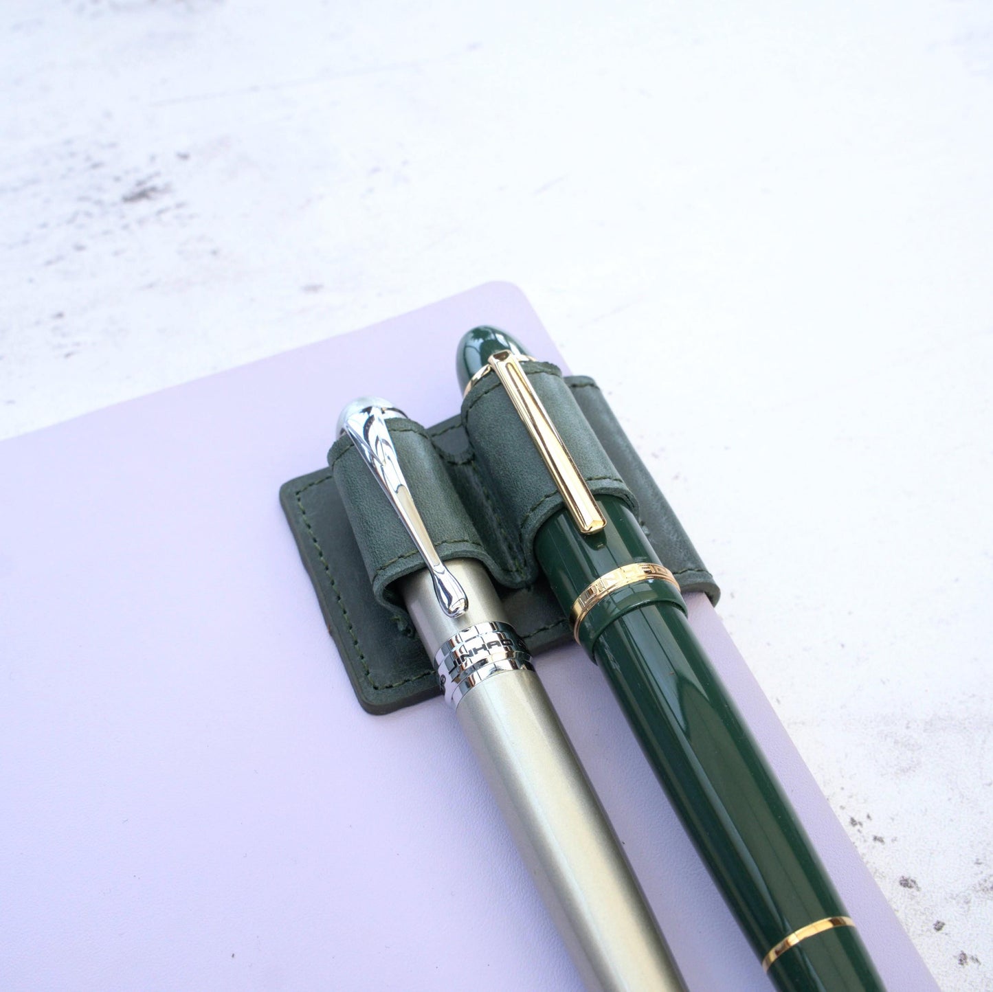 Leather Double Magnetic Pen Clip: Oversized & Fountain Duo