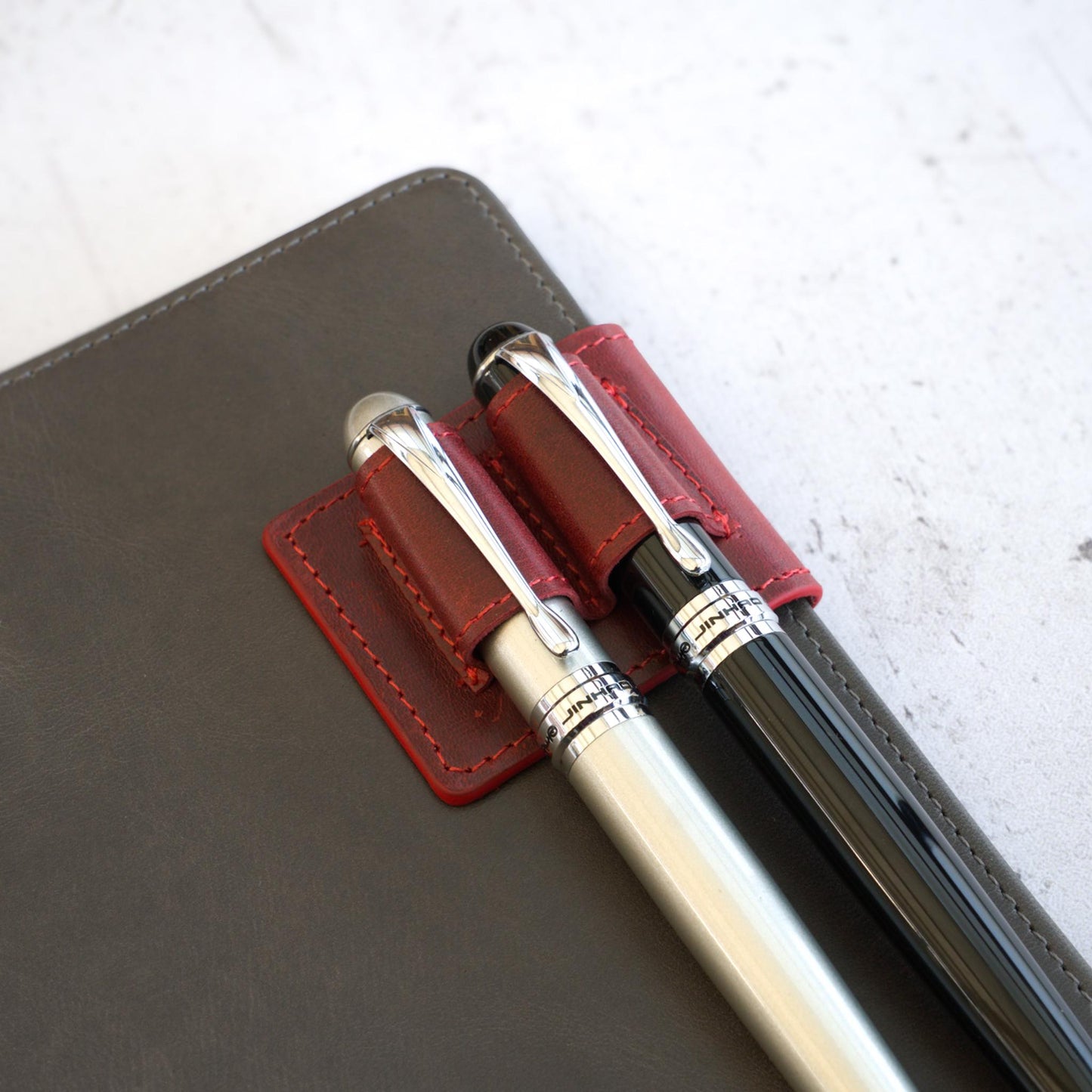 Leather Double Magnetic Pen Clip: Dual Fountain Edition