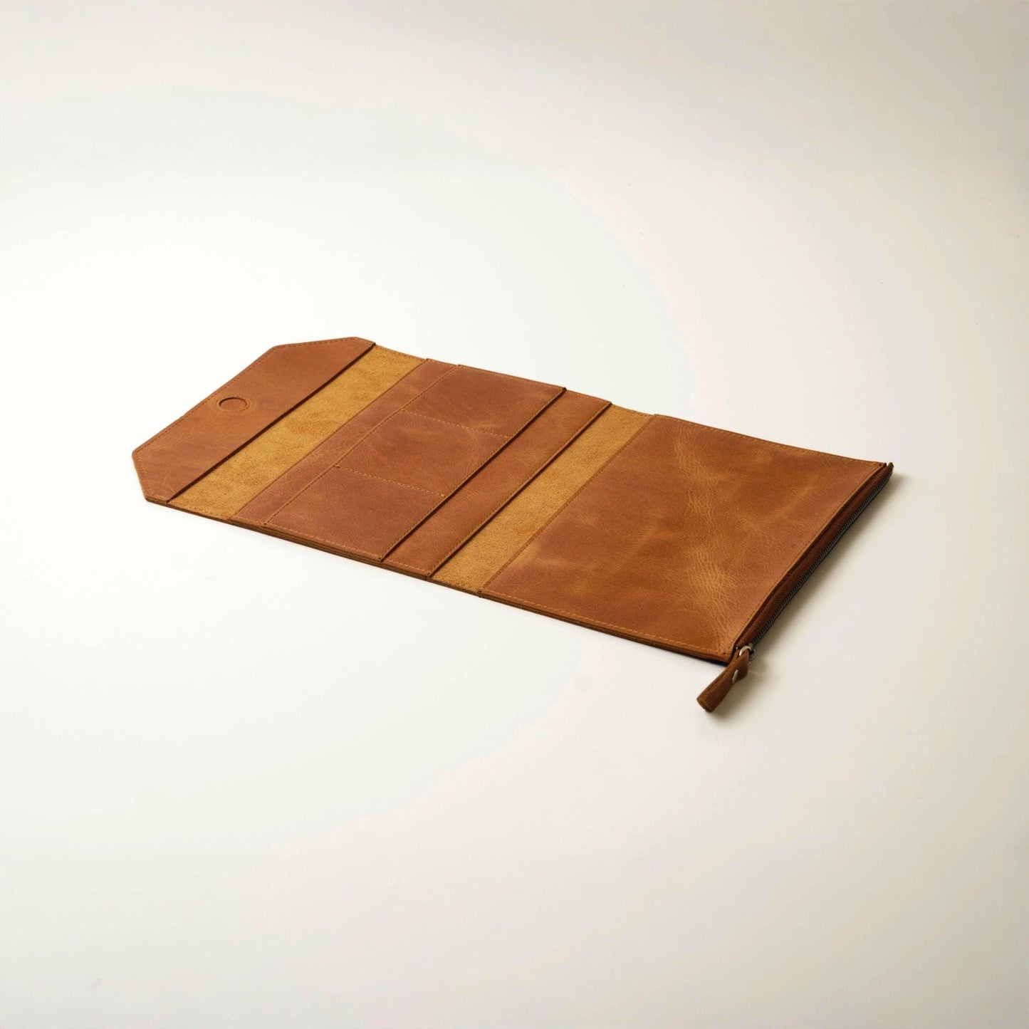 A5 Leather TN Wallet Insert: Magnetic Flap & Zipper Organizer