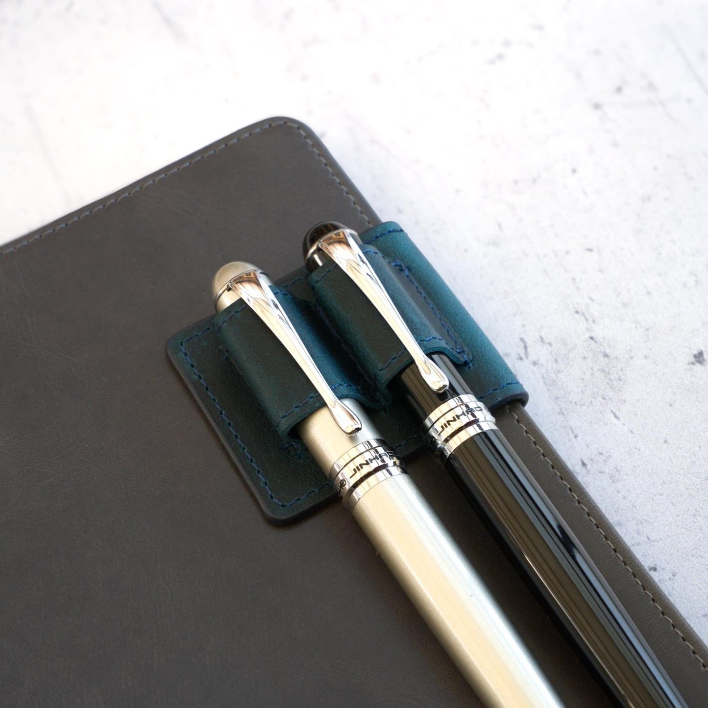 Leather Double Magnetic Pen Clip: Dual Fountain Edition