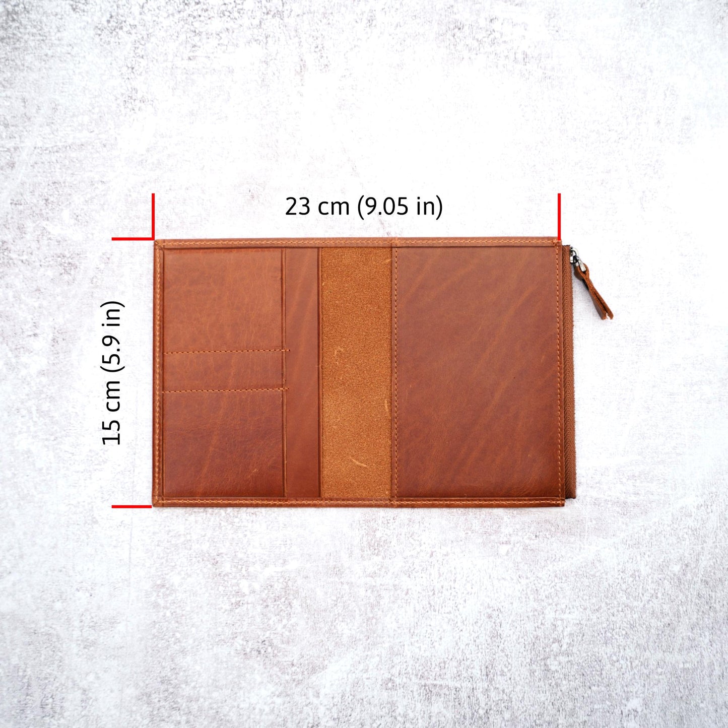A6 Leather TN Wallet Insert: Low-Profile Zipper & Card Organizer