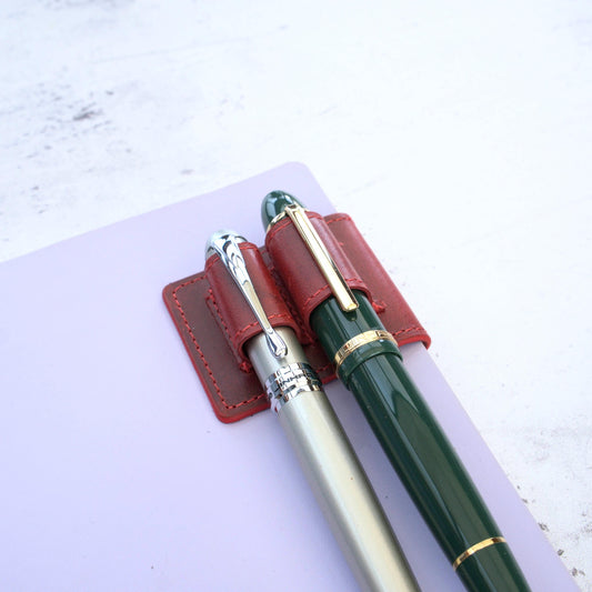 Leather Double Magnetic Pen Clip: Oversized & Fountain Duo