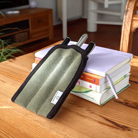 Waxed Canvas 3-Slot Pen Sleeve: Faux Fur Lined