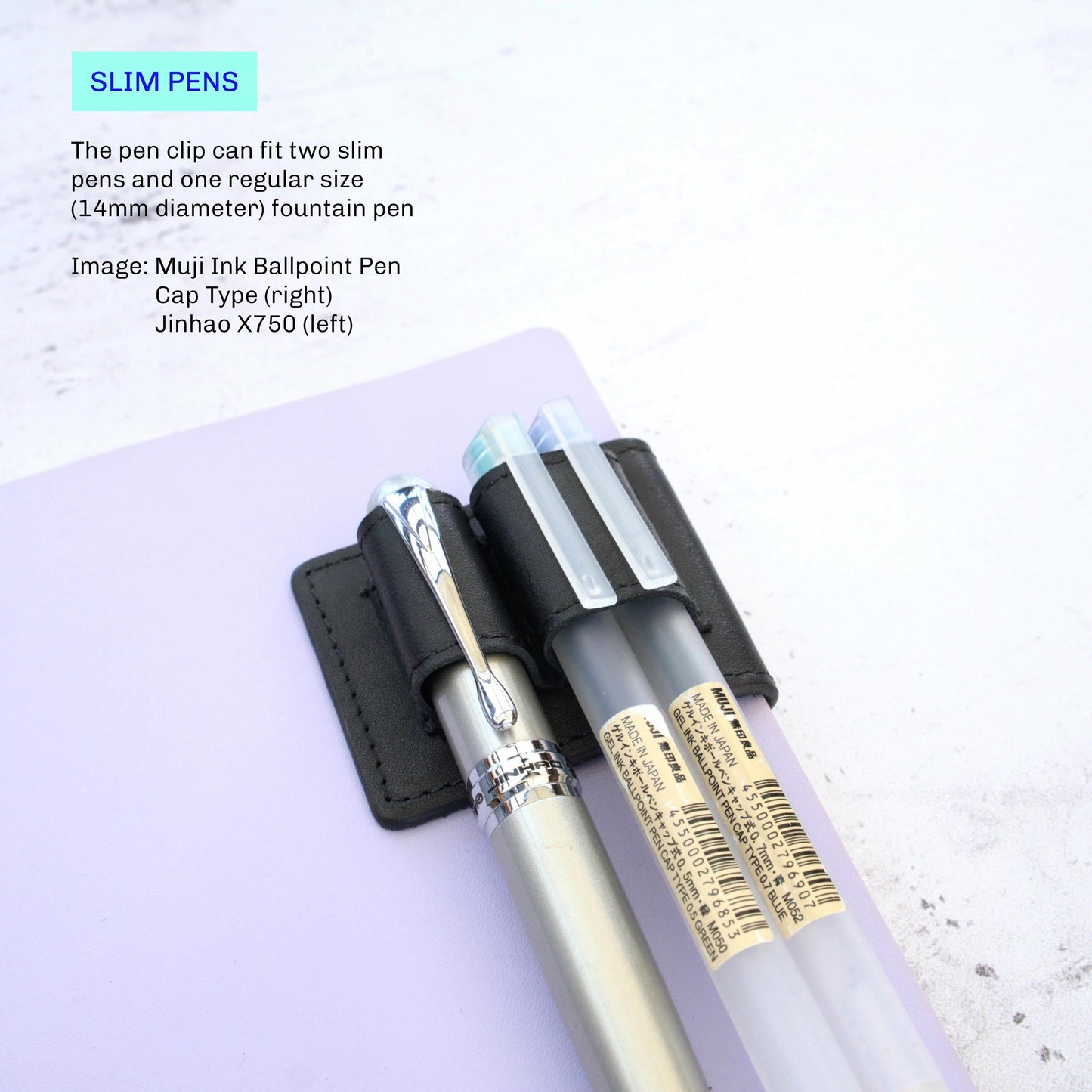 Leather Double Magnetic Pen Clip: Oversized & Fountain Duo