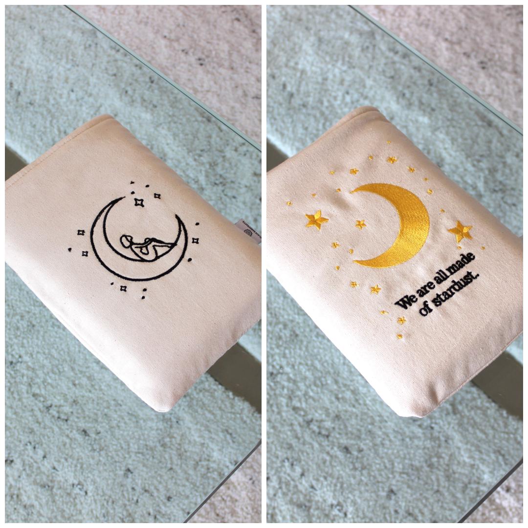 Embroidered Padded Book Sleeve: Washable Fabric Protector