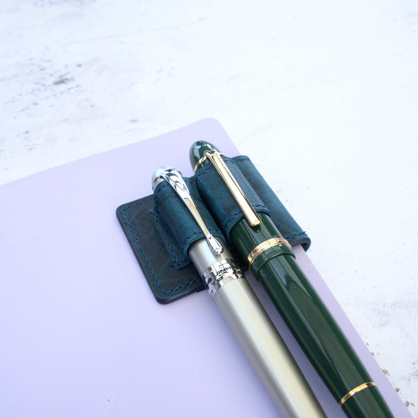 Leather Double Magnetic Pen Clip: Oversized & Fountain Duo
