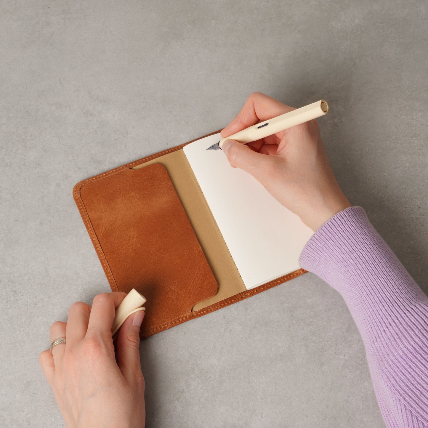 Leather Pocket Journal Cover - Fits Field Notes & Moleskine Cahier