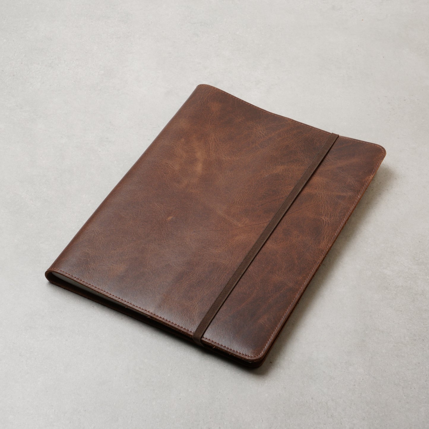 A4 Leather Book & Textbook Cover: Elastic Closure Folio