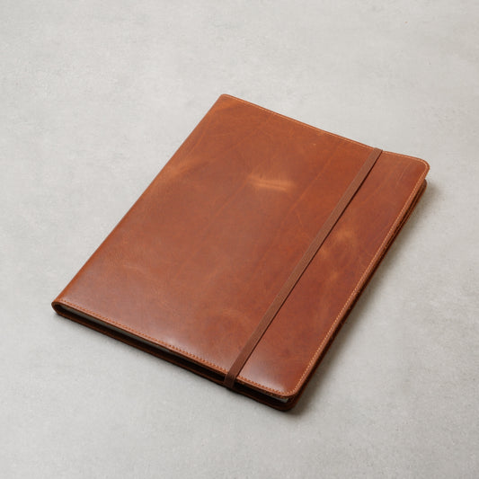 A4 Leather Book & Textbook Cover: Elastic Closure Folio