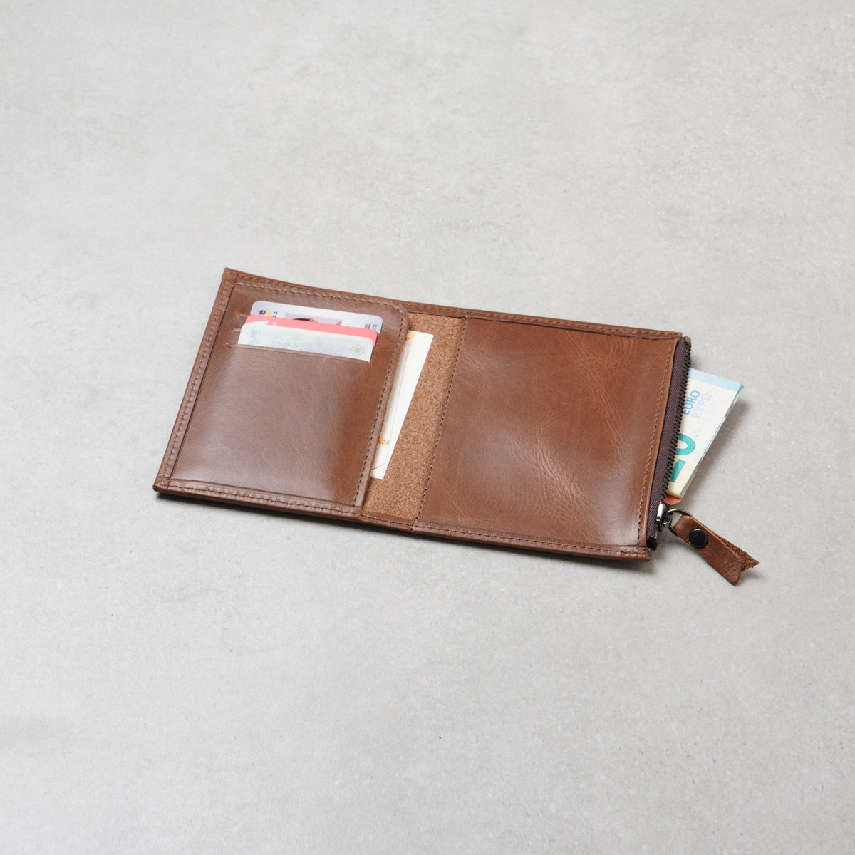 Leder-Wallet-Insert für TN (Passport): Schlankes Reißverschluss- & Karten-Fach