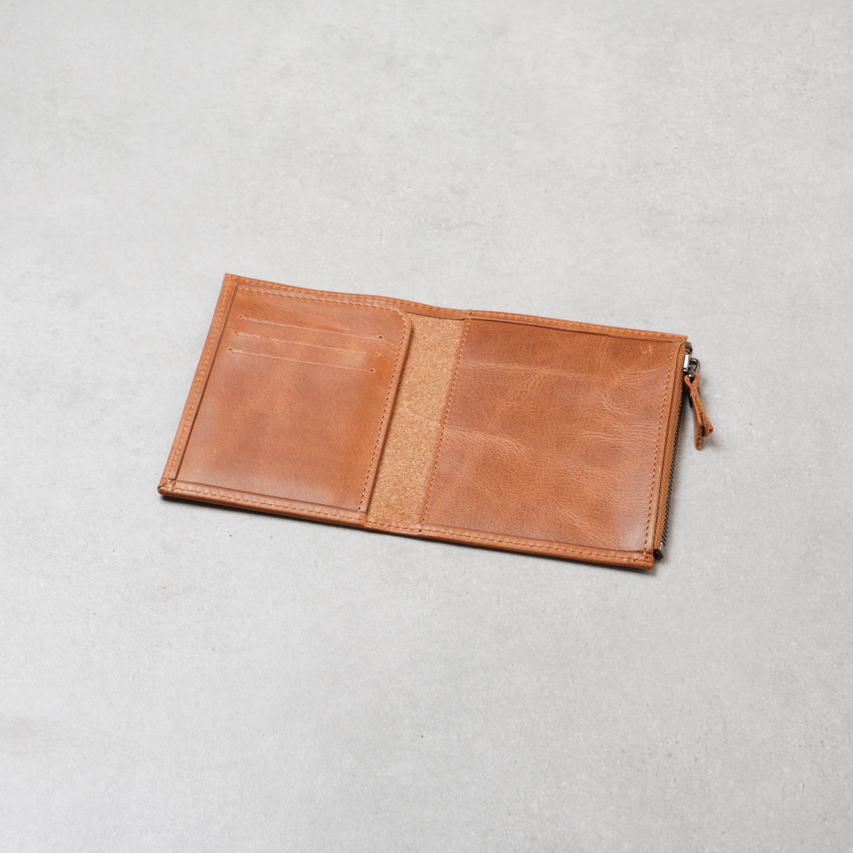 Leder-Wallet-Insert für TN (Passport): Schlankes Reißverschluss- & Karten-Fach