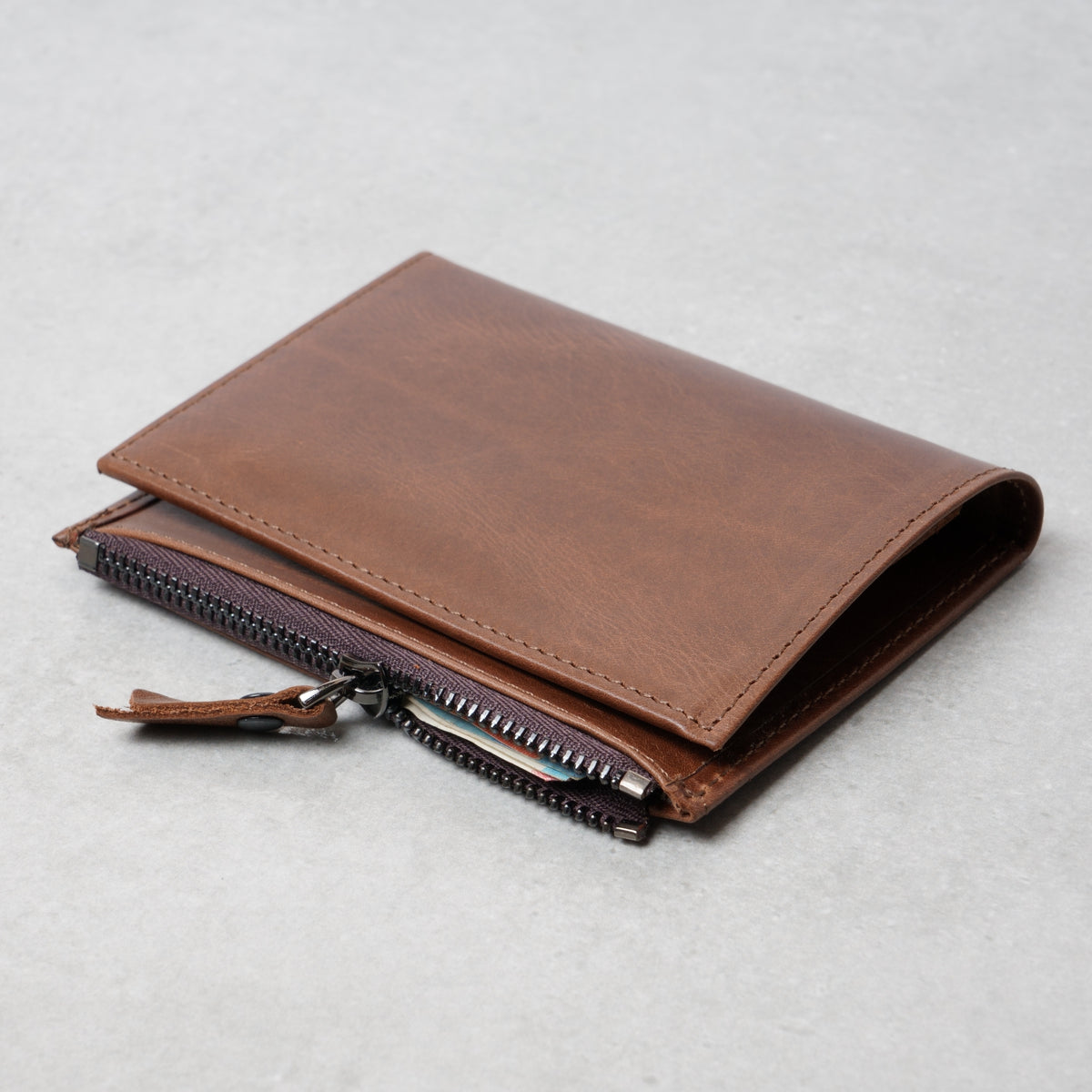 Leder-Wallet-Insert für TN (Passport): Schlankes Reißverschluss- & Karten-Fach