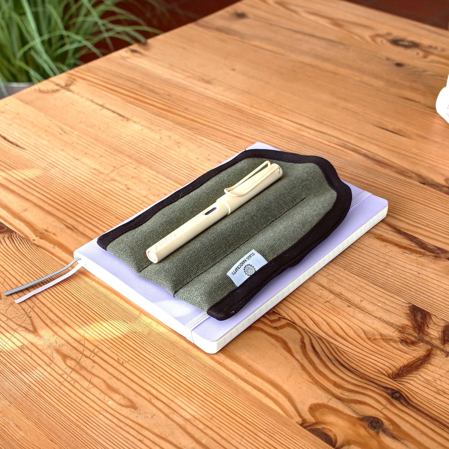 Waxed Canvas 3-Slot Pen Sleeve: Faux Fur Lined