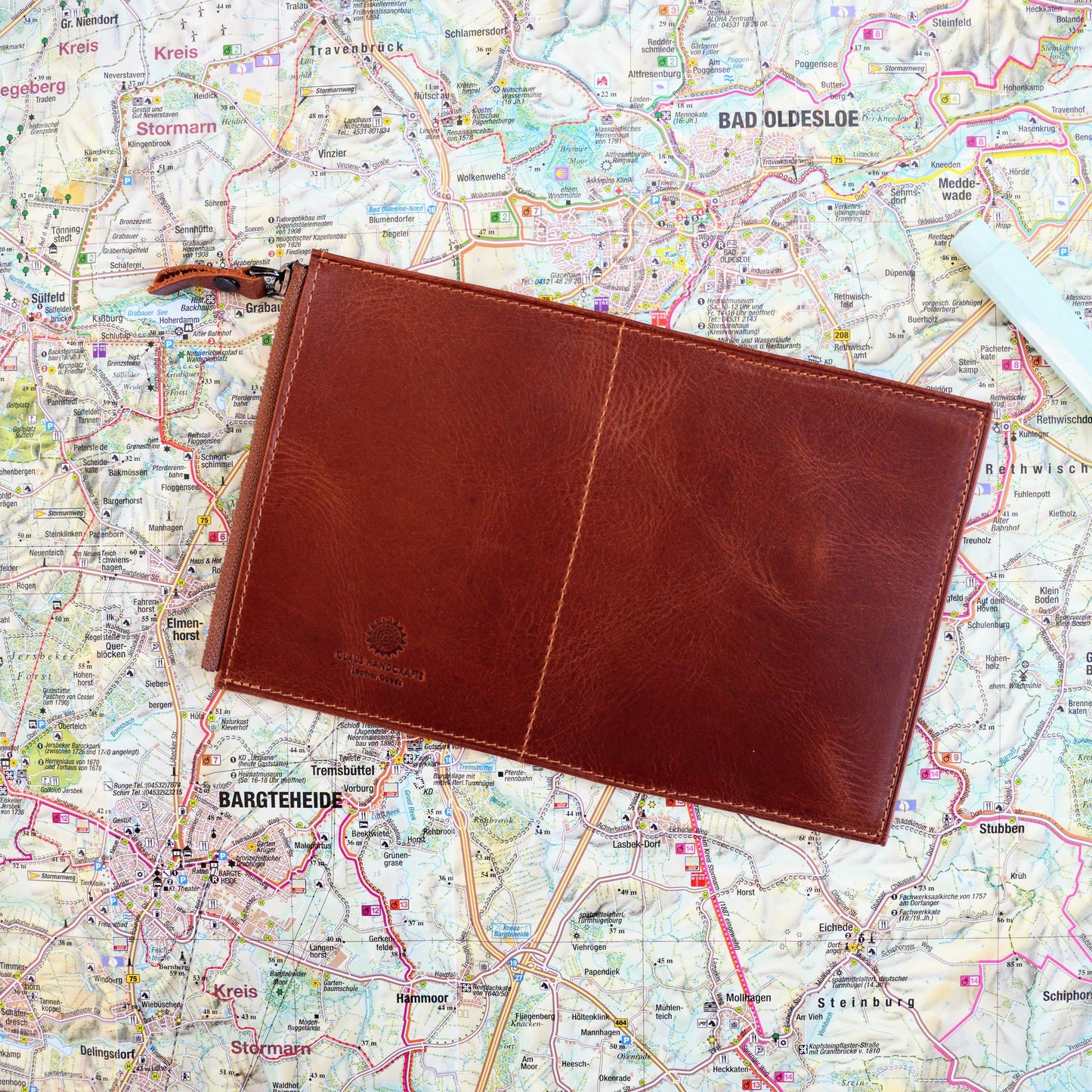 Leder-Wallet-Insert für TN (Passport): Schlankes Reißverschluss- & Karten-Fach