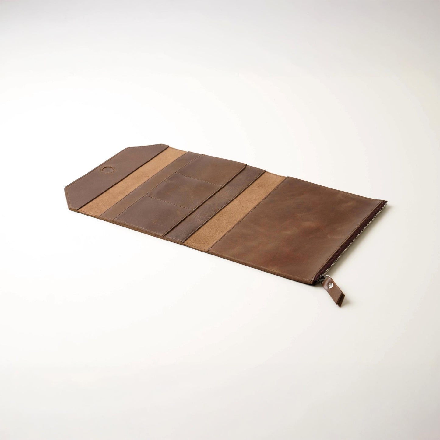 A5 Leather TN Wallet Insert: Magnetic Flap & Zipper Organizer