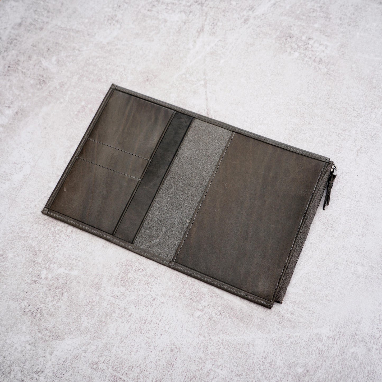 A6 Leather TN Wallet Insert: Low-Profile Zipper & Card Organizer