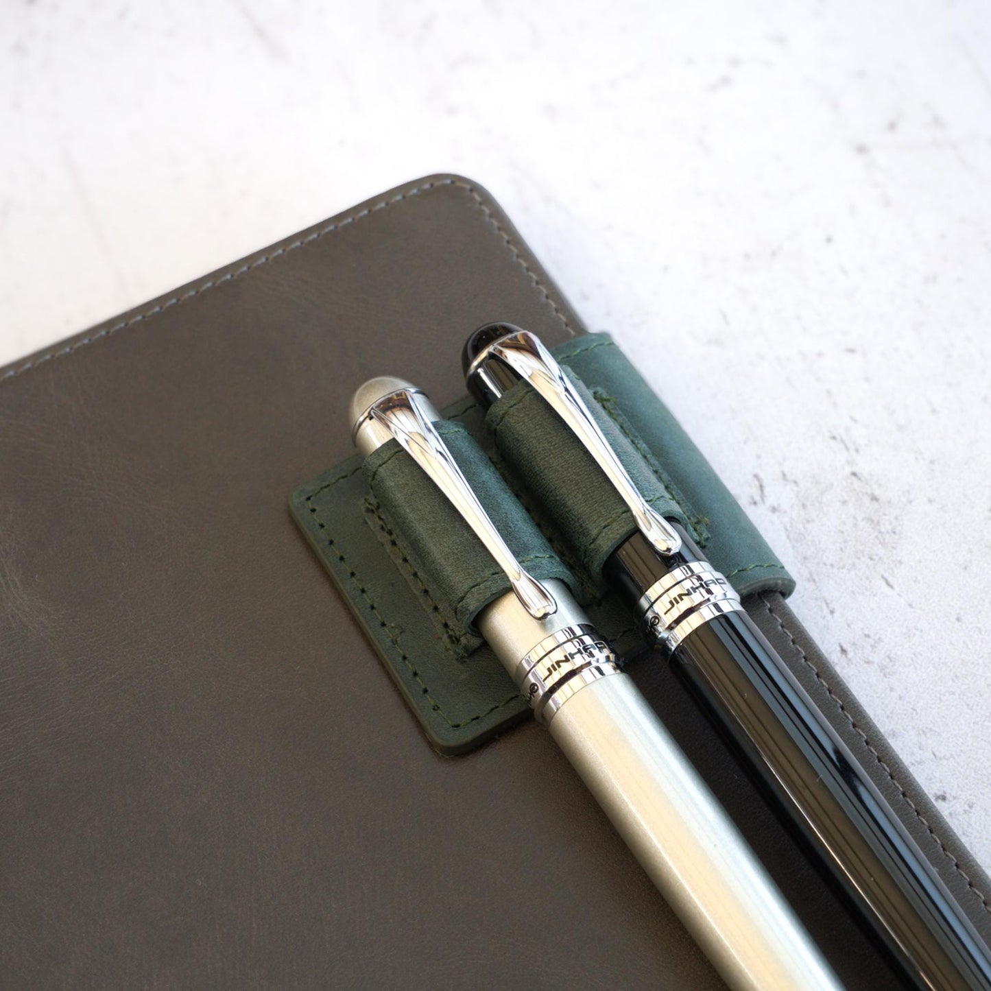 Leather Double Magnetic Pen Clip: Dual Fountain Edition