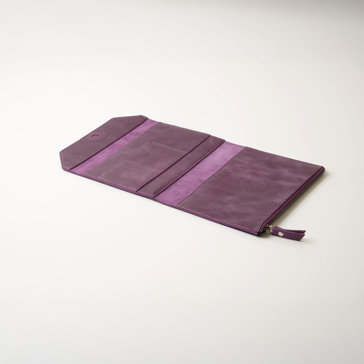 A5 Leather TN Wallet Insert: Magnetic Flap & Zipper Organizer
